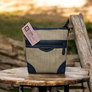 Stone Mountain Accessories Navy and Beige Messenger Bag